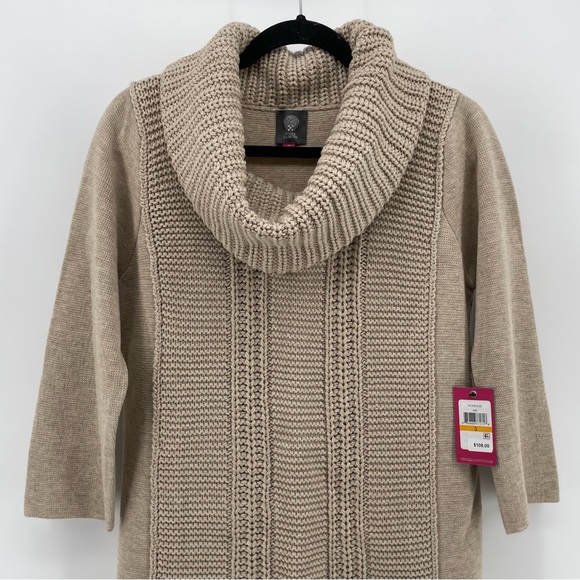 Vince Camuto Knit Dress Tan Oat Knit Cowl Neck S New - Picture 2 of 7